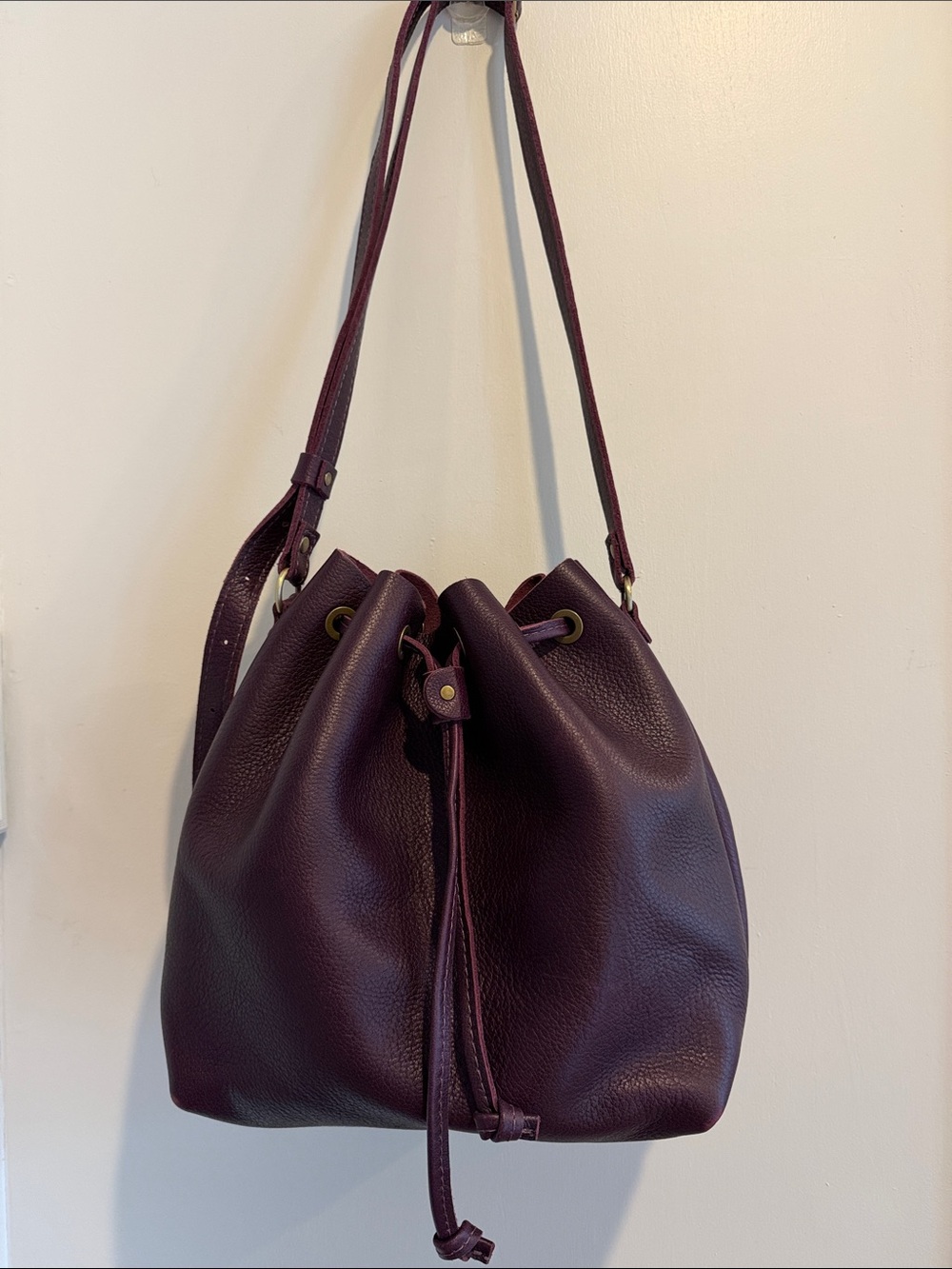 Portland Leather Goods Leather Drawstring Bucket Bag